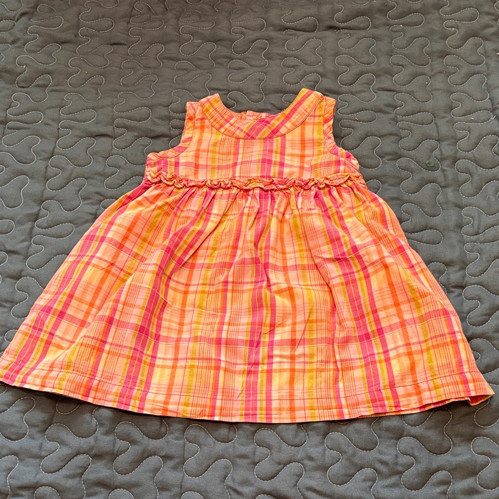 Baby GAP Size 0-3 Months Plaid Orange and Pink Dress with Bloomers - Picture 4 of 7